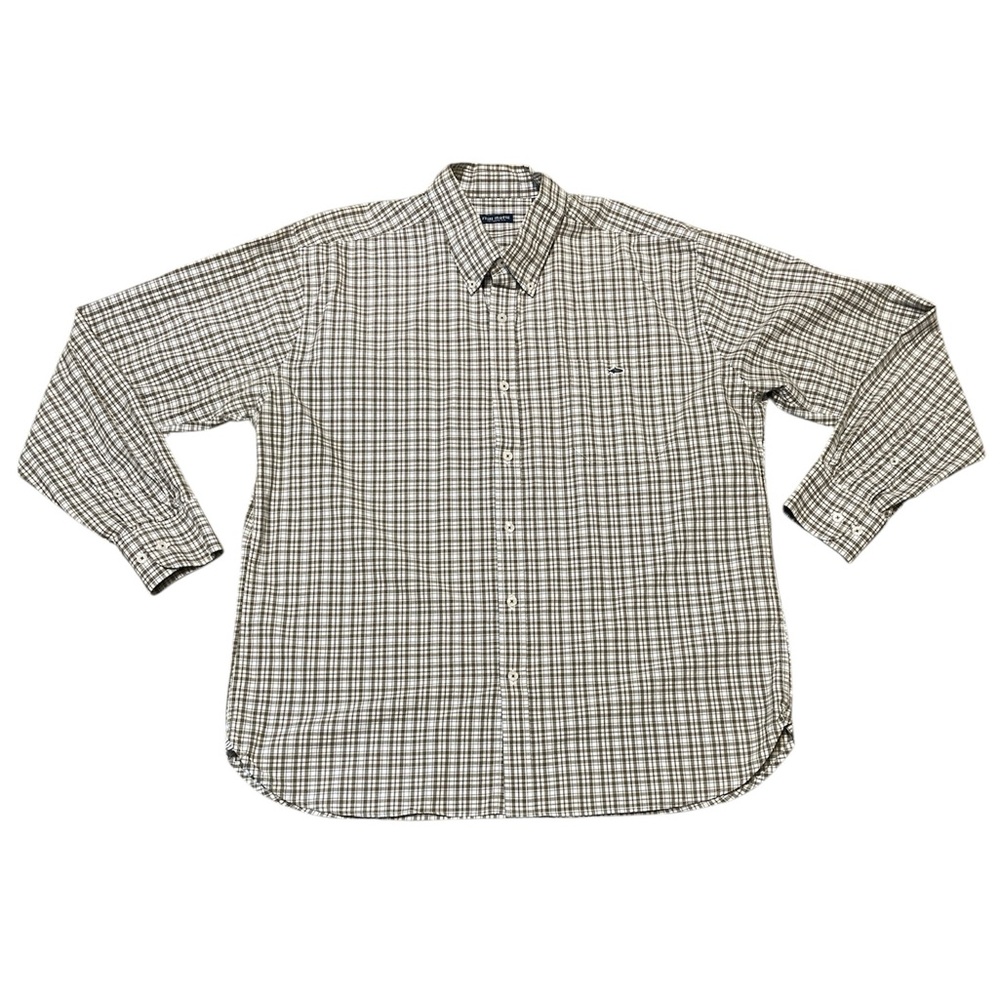 Men's Fish Hippie Button Down Cotton Plaid Shirt Size XXL